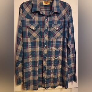 Young Bloods Western Plaid Men's Shirt Pearl Snap